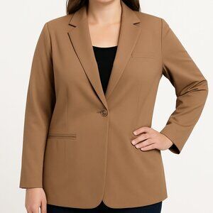 Pendleton Women’s 20W Wool Blazer Tan Brown Lined 1-Button Plus Jacket NWT READ